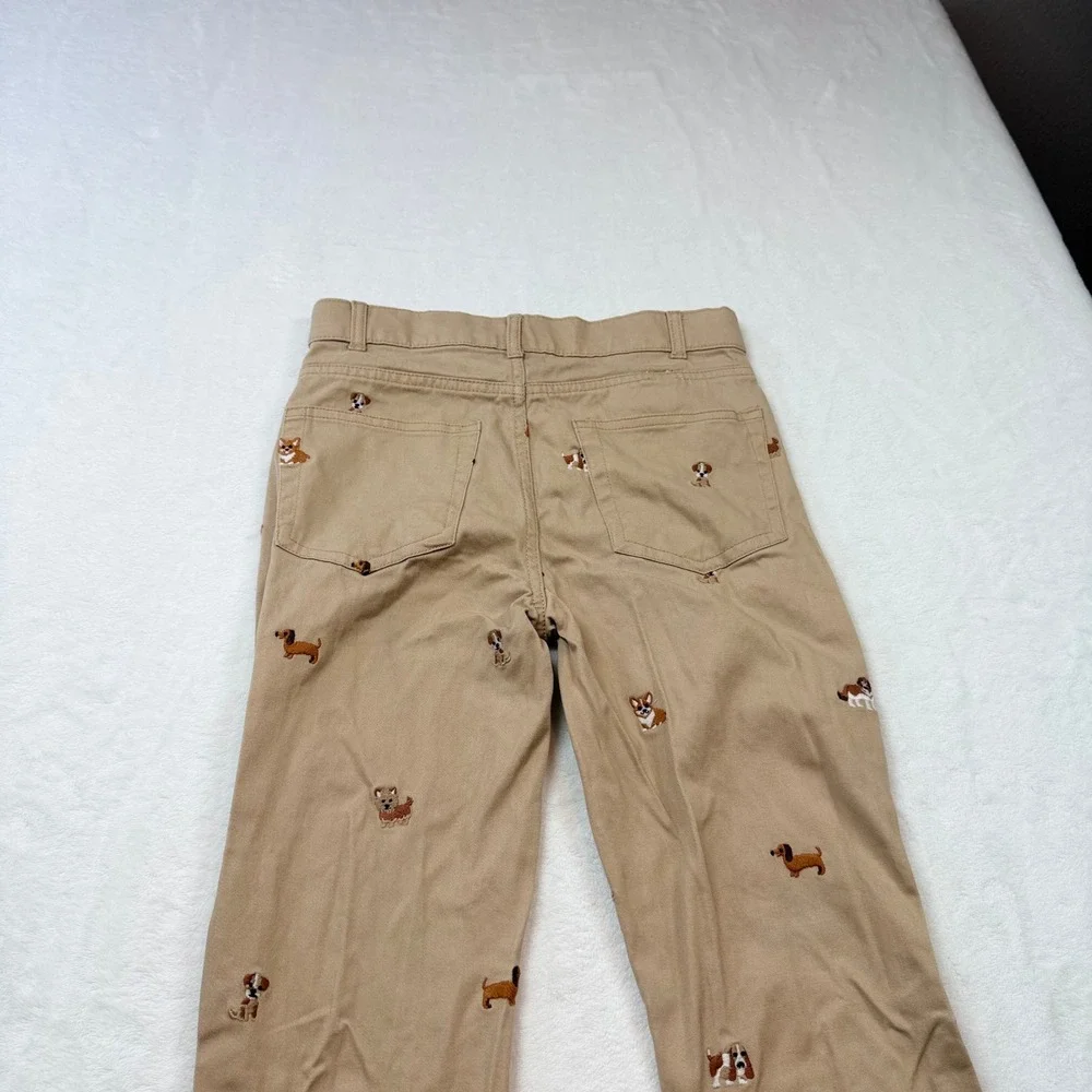 Gymboree Chino‎ Pants Girls Size 10 Tan Good Embroidered Dog Puppy Khaki Chinos